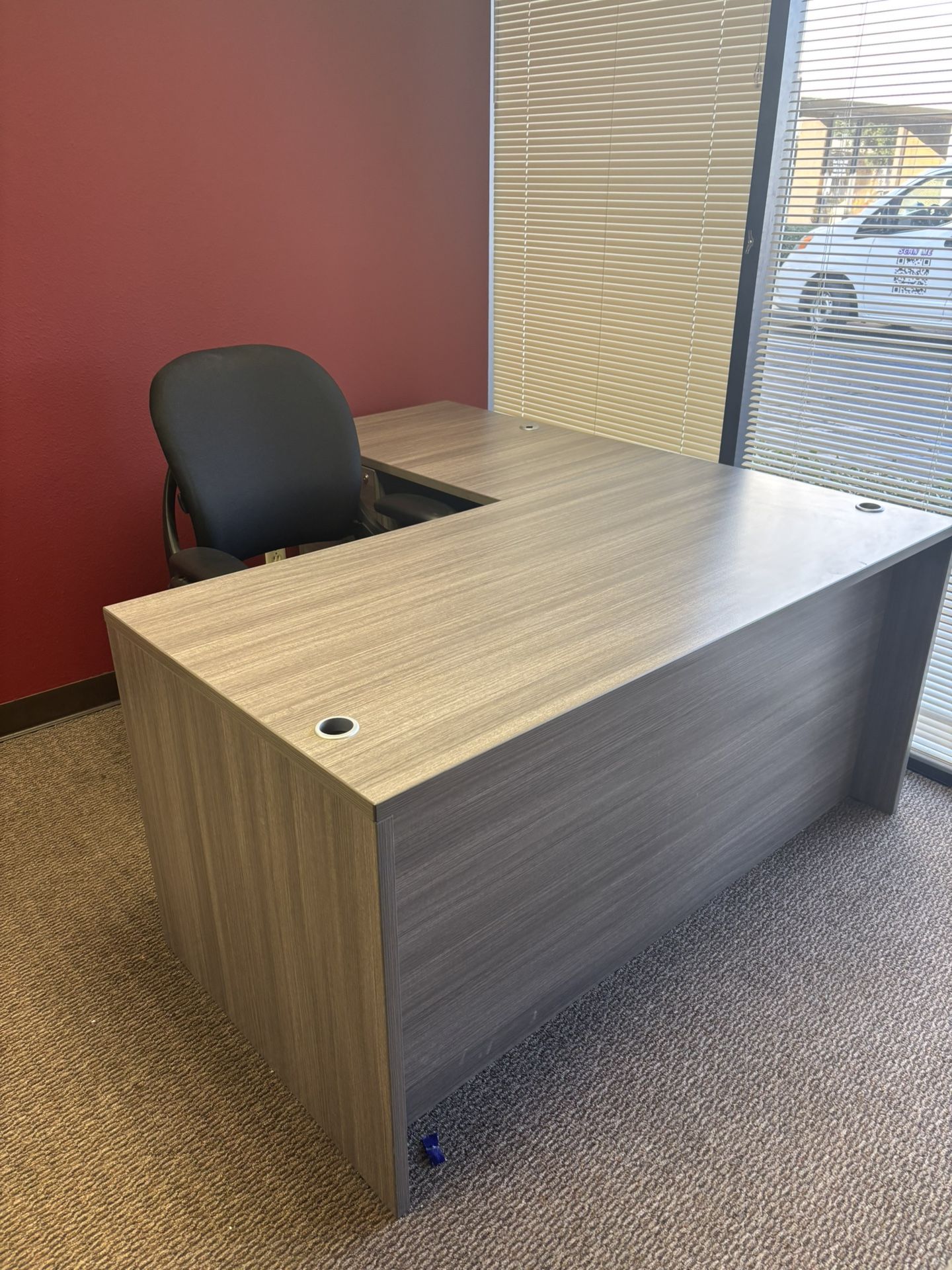Modern Office Furniture Set – Reception Desk, (2) L-Shape Desks, Chairs & Credenza