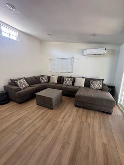 Large Sectional + Storage Coffee Table