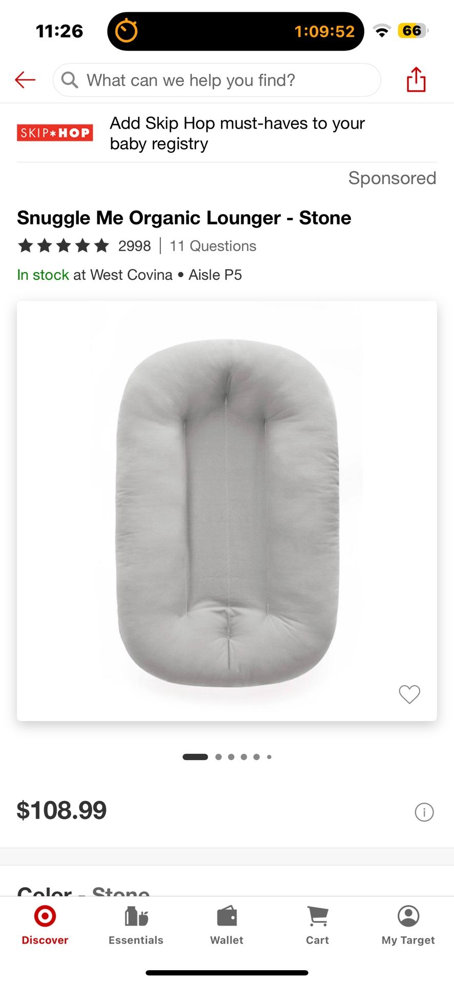 Snuggle Me Organic Lounger - Stone