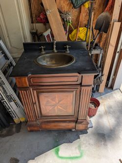 Used Wood Bathroom Vanity cabinet
