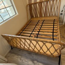 crate and barrel rattan queen size frame bed