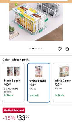 Freezer Organizer Bins, 4 Pack Stackable Deep Chest Freezer Organizer Bins, Foldable Baskets with Handles, White Storage Container Baskets for 5/ 7 Cu