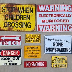 9 Vintage Metal Signs Lot Garage Mancave Signage Yard Art