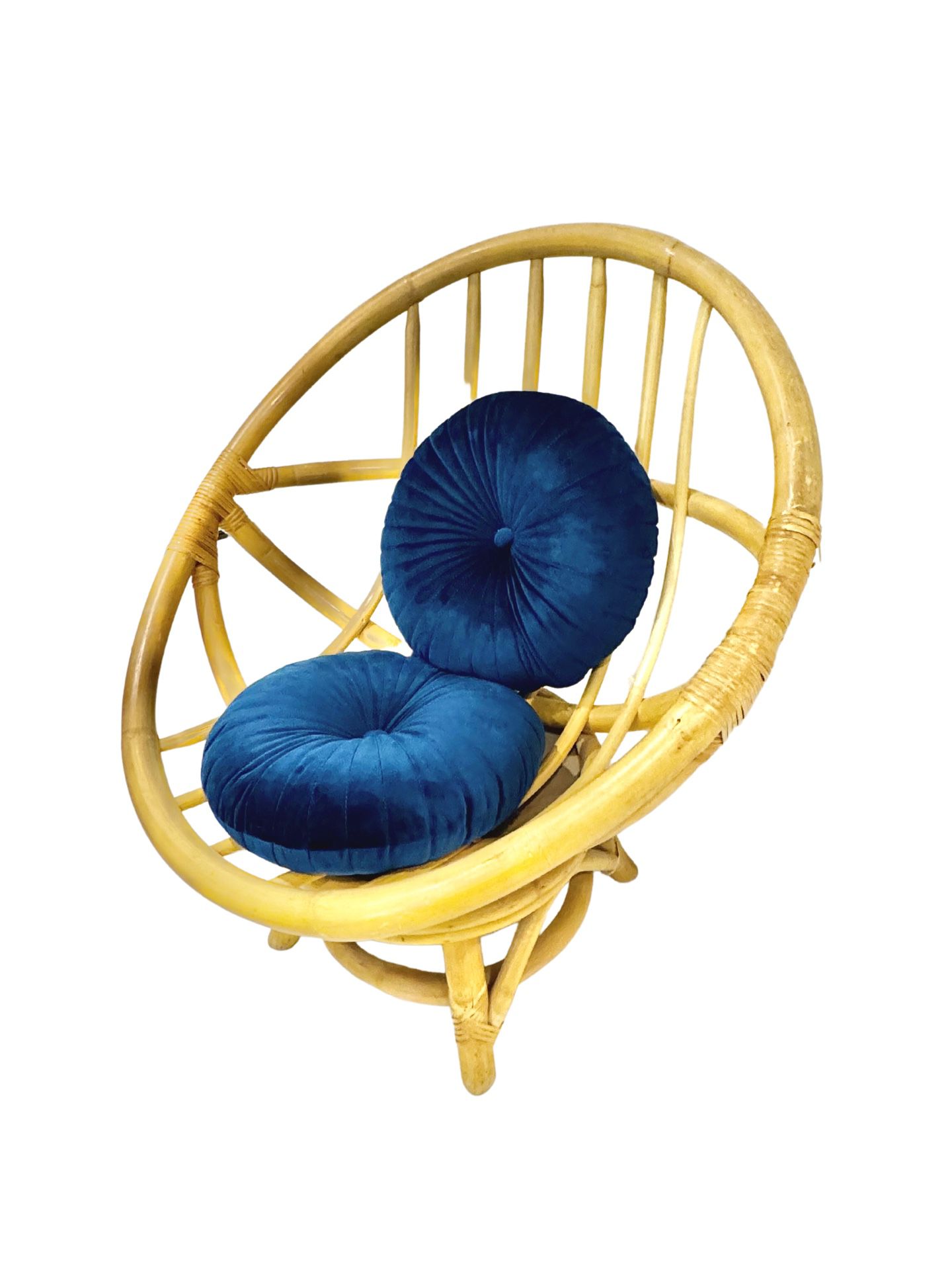 Midcentury Paul Frankl Style Boho Rattan Swivel Saucer Chair
