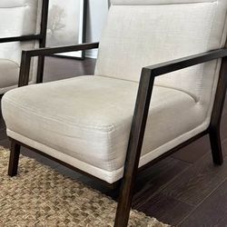 Set of 2 Modern Accent Chairs – Solid Wood Frame