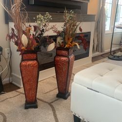Red Vases With Flowers Perfect For Decor