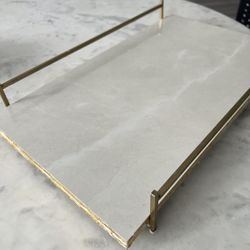 White Marble Gold Metal Tray Piece