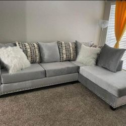 Grey Velvet Sectional On Sale 