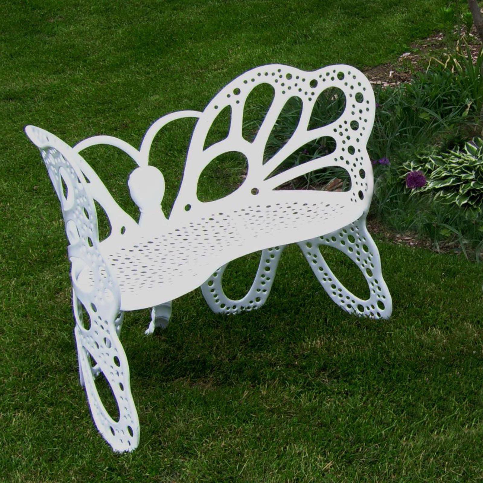 FlowerHouse Outdoor Butterfly Bench, White