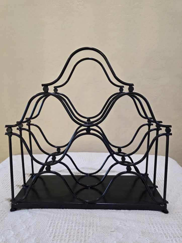 Black Metal Wine Bottle Rack Holder Storage Portable Countertop
