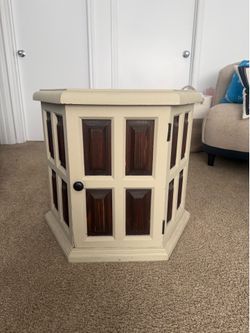vintage 1970s commode-style octagonal end table