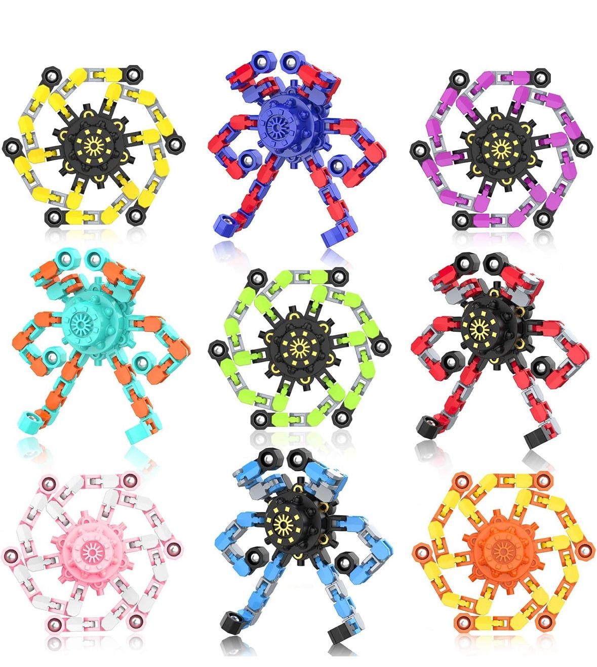 Brand New, 9PCS Transformable Fidget Spinners – Stress Relief Toys for Kids & Adults