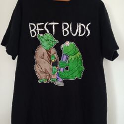 Yoda And Kermit Best Buds Smoking Weed Tshirt 