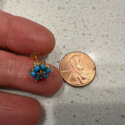 Turquoise, Diamond With Gold Nose pin.