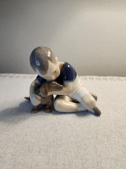 Vintage Bing & Grondahl 1951 Boy in blue with dog