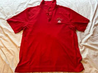 Ohio State University Buckeyes NCAAF 2014 National Champions Cutter & Buck Polo Red Shirt; Men’s L