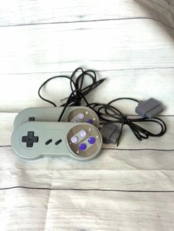 Wired SNES-Style Controllers 2-Pack Gray/Purple for Nintendo SNES Console