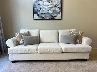 90” Cream Sofa w/ Removable Washable Covers – Great for Kids & Pets