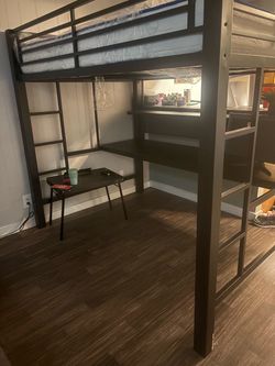Loft bed with computer table