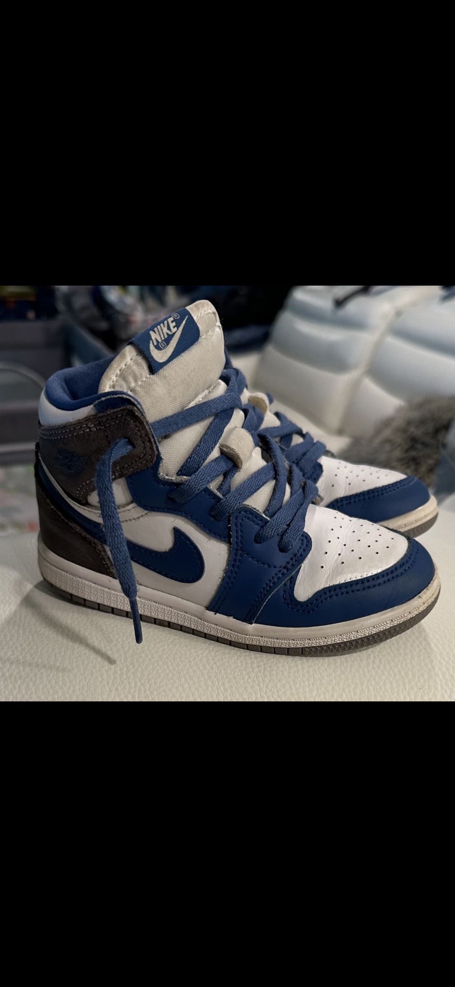 Little Kid's Jordan 1 Retro High OG True Blue/White-Cement Grey
