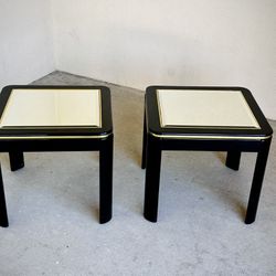 A Pair of Mirror Top Art Deco Style End Tables 