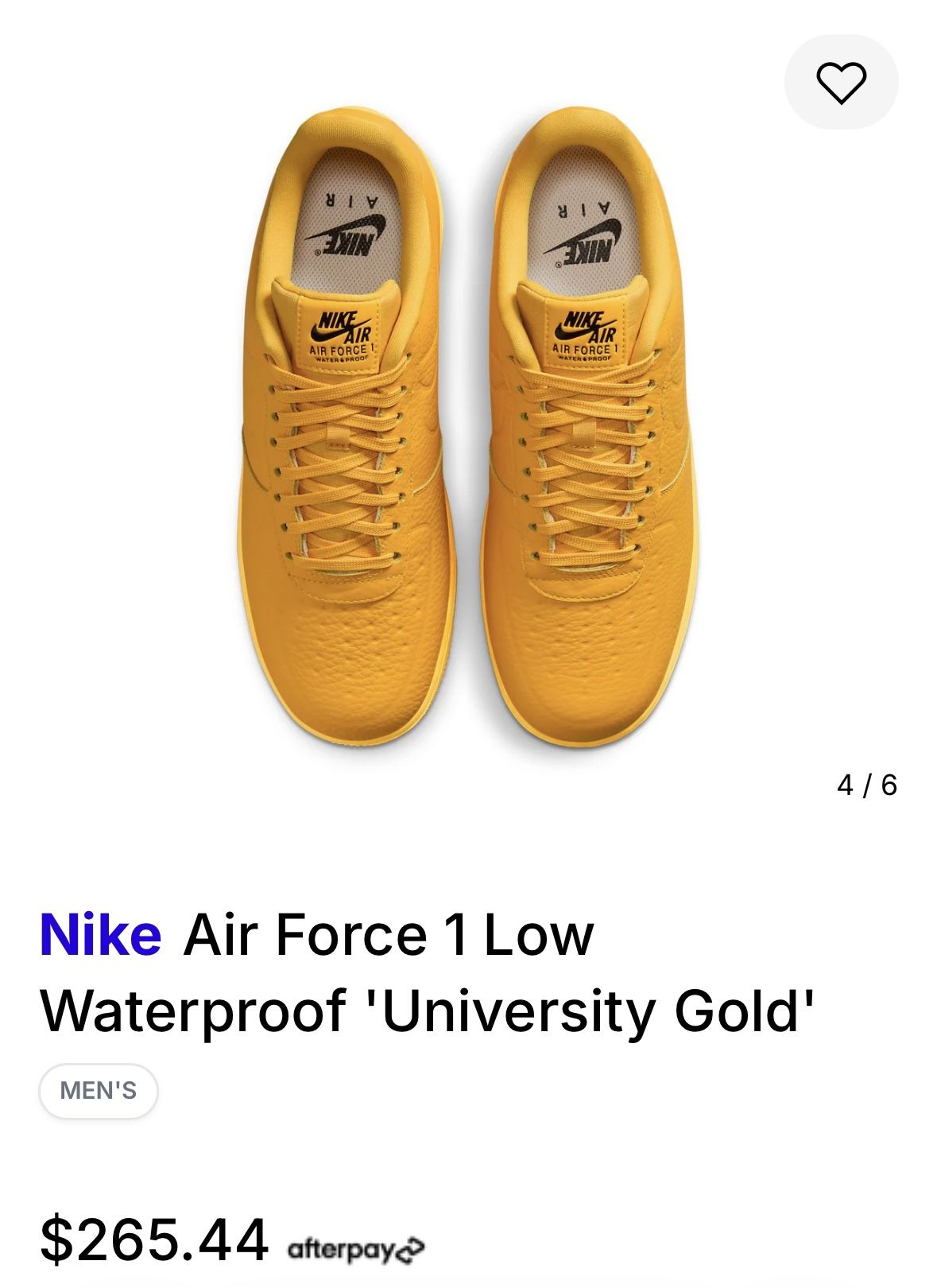 Air Force 1 Low Waterproof University Gold