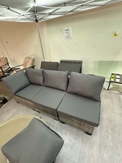 New 3 pcs Outdoor Patio Wicker Sofa with Cushion Chaise