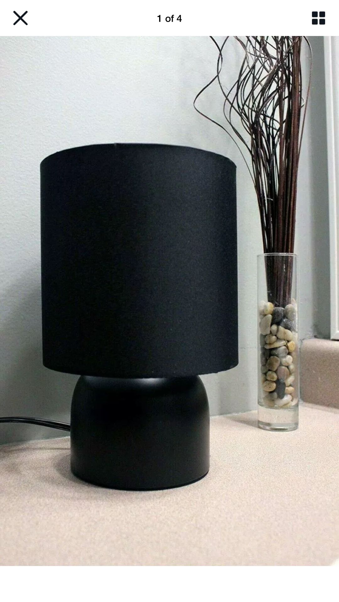 New Sunbeam Modern Table LAMP with Black Fabric Shade and Metal Base Light