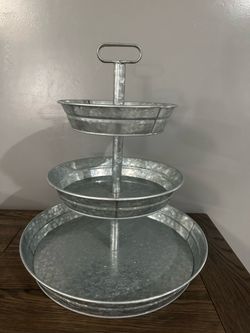 Free Arcadian Charm 3 Tier Galvanized Tray Stand
