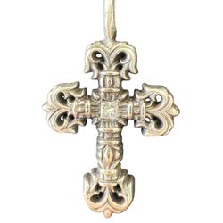 Chrome Hearts Silver Diamond Tiny Filigree Cross Charm