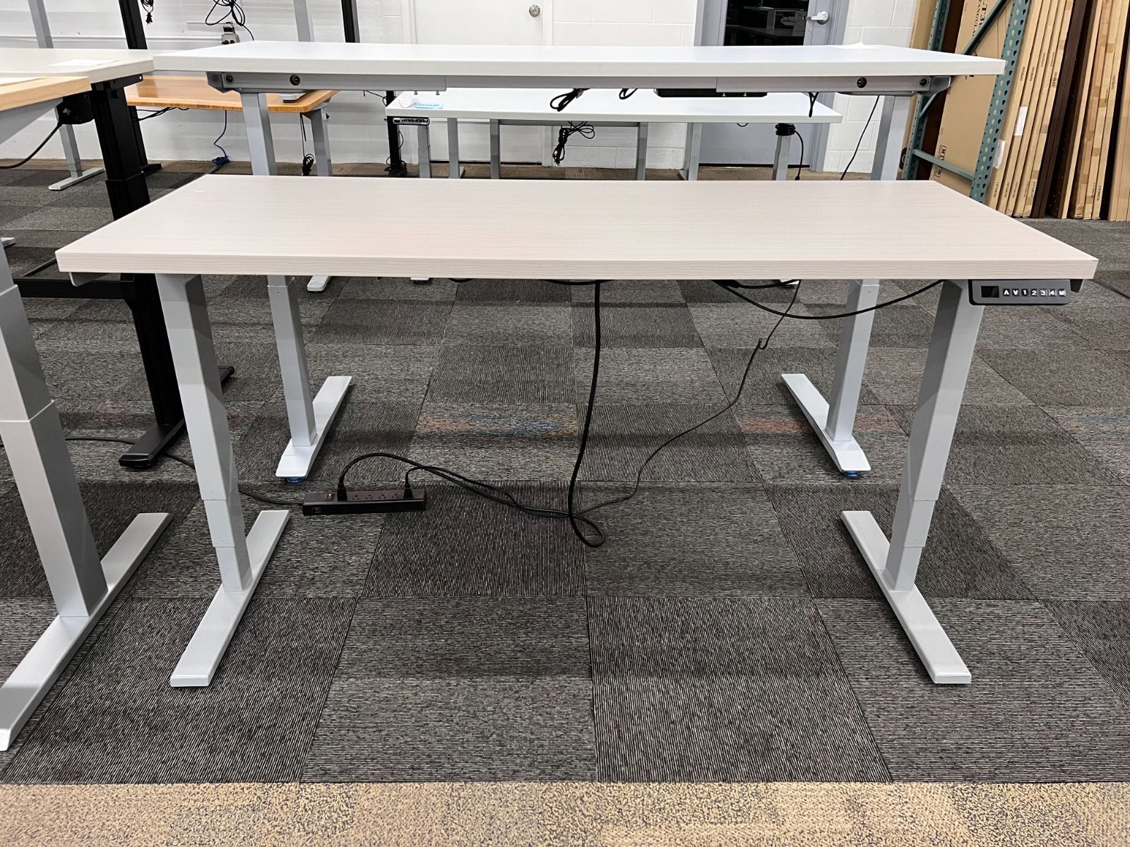Grey Laminate Height Adjustable Desk - 60" W x 30" D