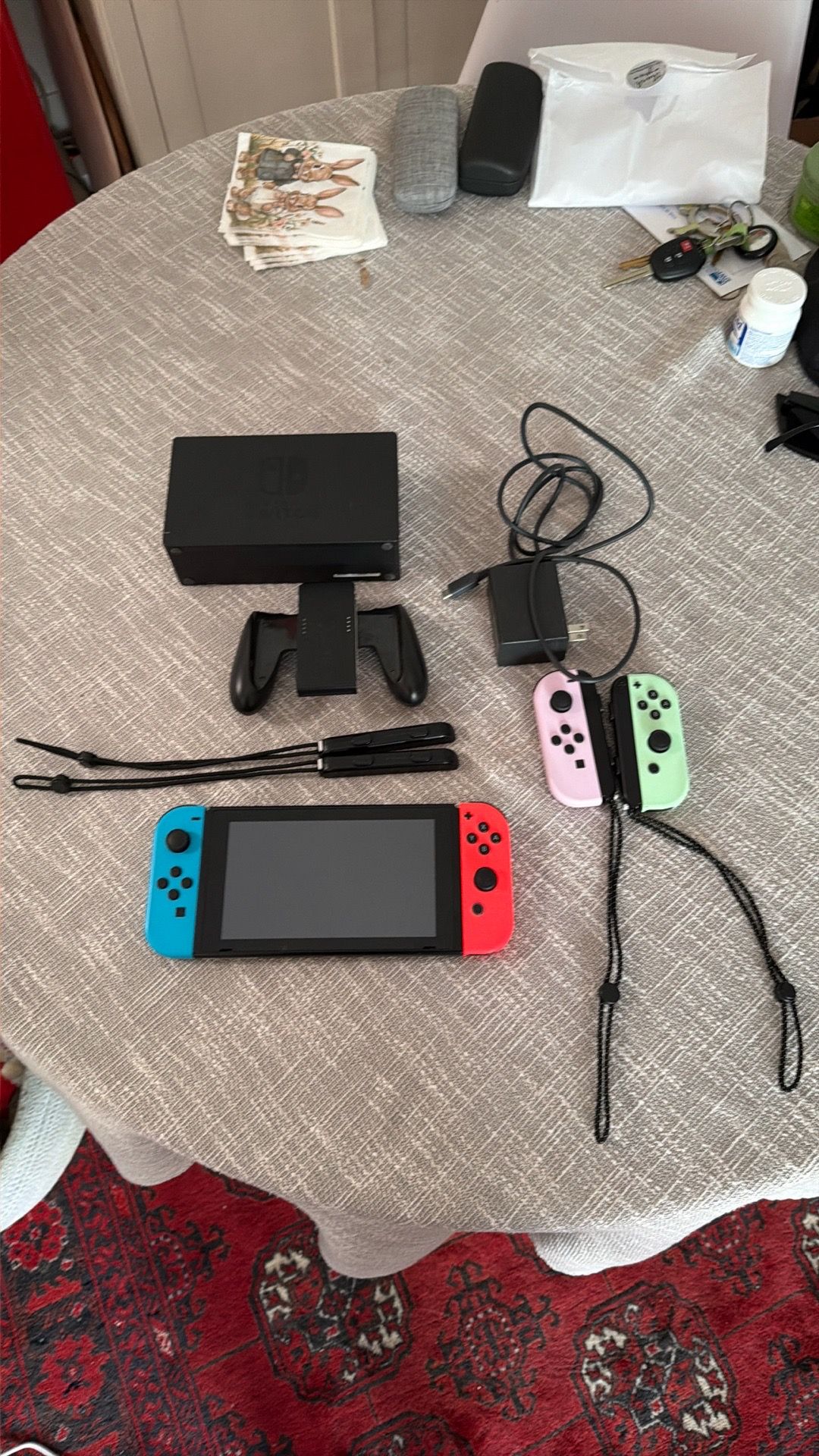 Nintendo Switch, Dock, Carrying Case, 2 Joycons, and 128 GB Micro SD