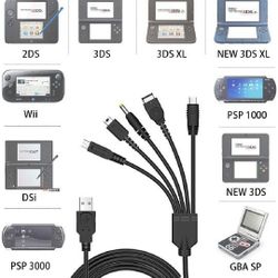 Nintendo 5 in 1 USB Charger Cable Cord For 3ds/2ds/Dsi/Ds Lite/Ds/GameBoy Sp&Wii U &PSP Models 1000/2000&3000 *BRAND NEW/SEALED* !AVAILABLE TODAY!