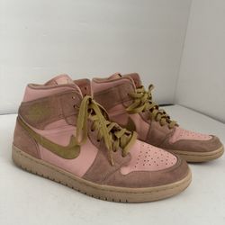 Nike Air Jordan 1 Mid 'Coral Gold' 852542-600 Men’s US Size 11 Pink Sneakers