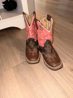 Kids Cowboy Boot — Pink and Brown