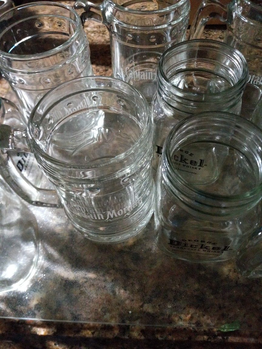 Glass Capt Morgan & George Dickel Mason Jar Mugs