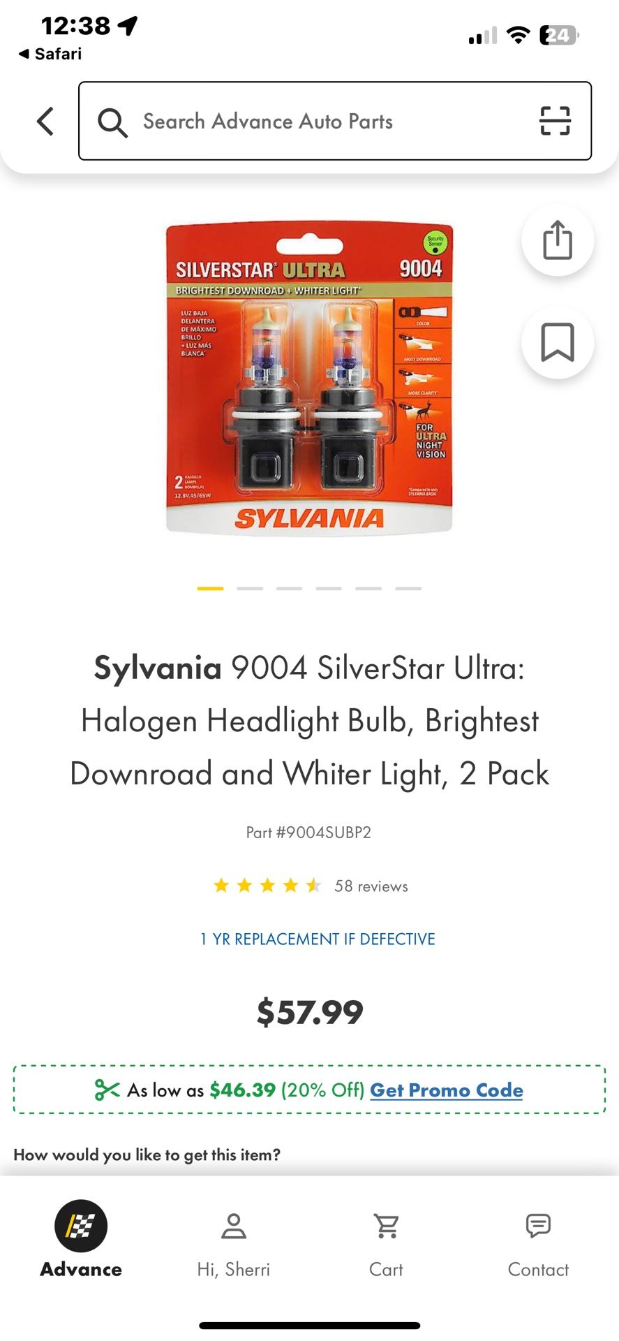 Sylvania 9004 Silverstar Ultra Headlight Bulb - Brand New