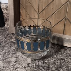 Vintage Culve Azure Roly Poly Glasses, Set of 7. MCM mid century