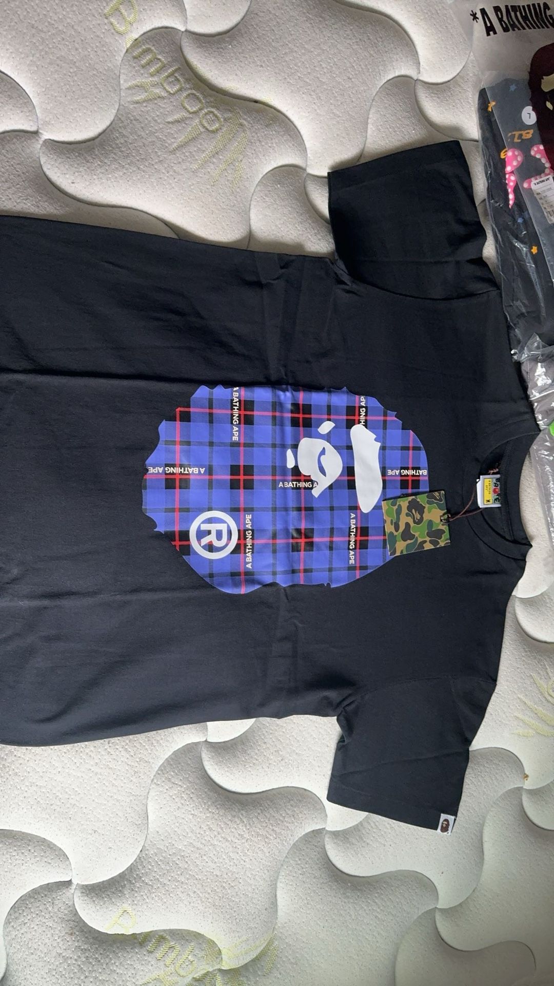 BAPE PURPLE BURBERRY FACE TEE (Size M)