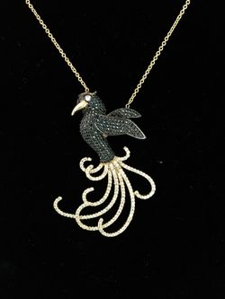 Elegant Gold Played Necklace with Bird Zirkon Pendant