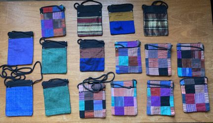 Hemp cotton crossbody passport / phone travel bag