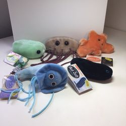 Lot Of 5 Educational  Plush Giant Microbes, Most With Tags
