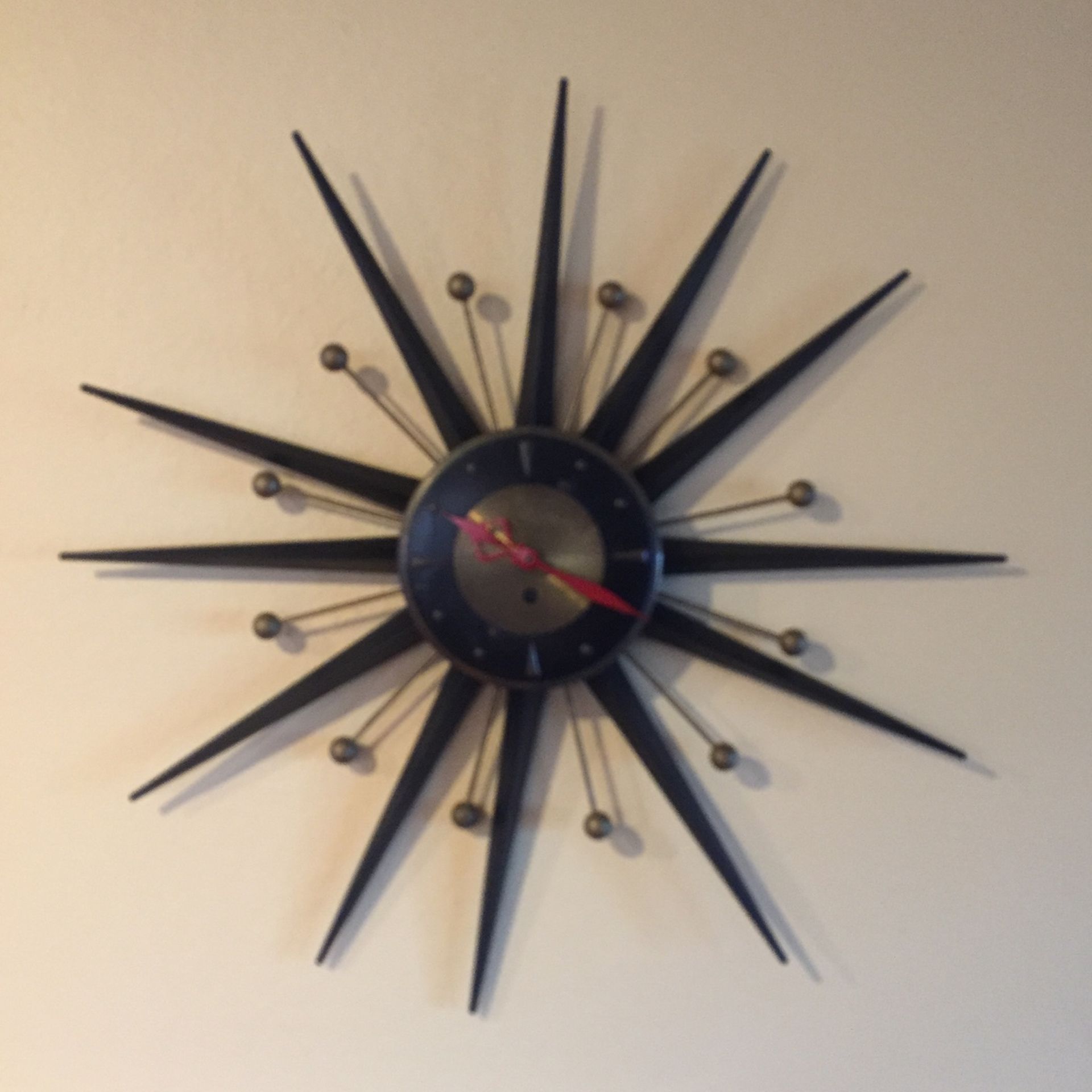 Vintage Mcm Starburst Wall Clock