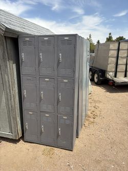 Great Set Of Lockers With Nine Doors, Metal Cabinet, Garage Storage