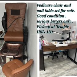 Pedicure Chair And Nail Table .