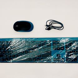 Rechargeable Wireless Keyboard & Mouse – Sapphire Blue!