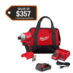 Milwaukee M18 18 Volt Compact, Brushless Impact Driver Kit With Battery, Charger, And Carrying Tool Bag