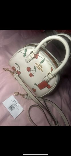 Coach sydney sachel with heart cherry print