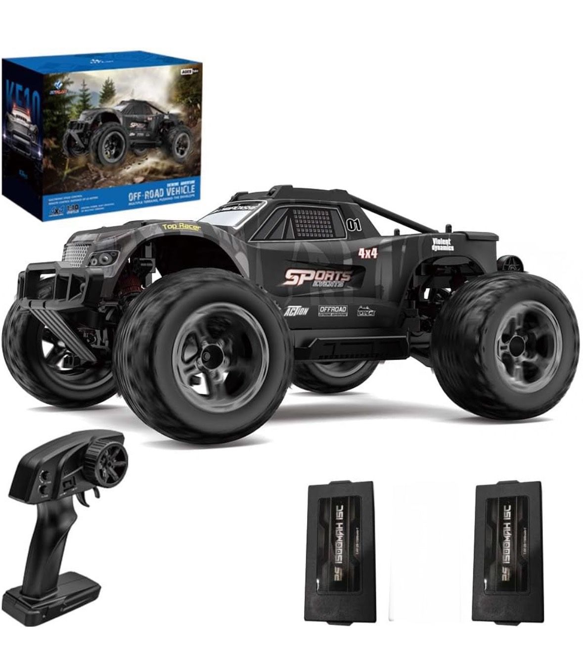 KF10 1/10 RC Cars for Adults Fast 50KM/H, RC Trucks 4X4 Offroad Waterproof with 2s Battery,
