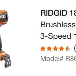 18v Ridgid Brushless 3-speed Impact Driver TOOL Only, New,Financing Available 